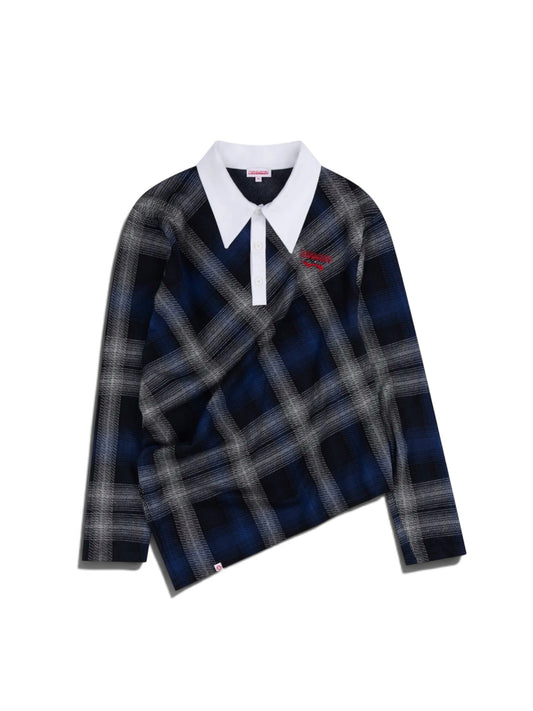 【Charles Jeffrey Loverboy - チャールズ ジェフリー ラバーボーイ】TOPSY TURVY POLO / Blue (長袖ポロシャツ/ブルー)