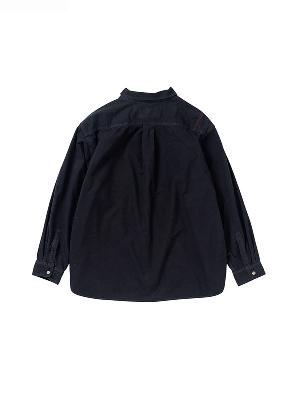 【ANACHRONORM - アナクロノーム】AN380 COTTON SUEDE WIDE SHIRTS BLACK / BLACK (シャツ/ブラック)