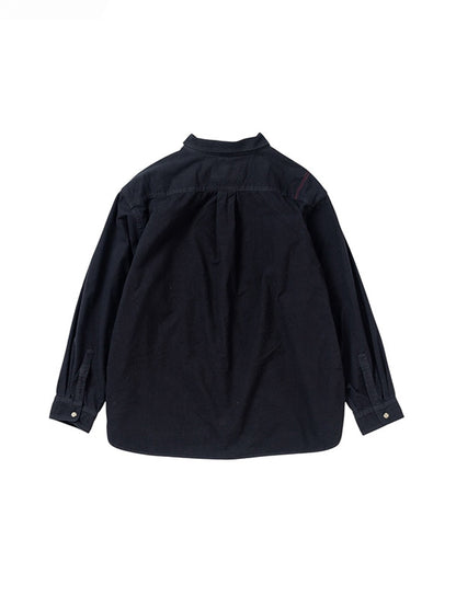 【ANACHRONORM - アナクロノーム】AN380 COTTON SUEDE WIDE SHIRTS BLACK / BLACK (シャツ/ブラック)