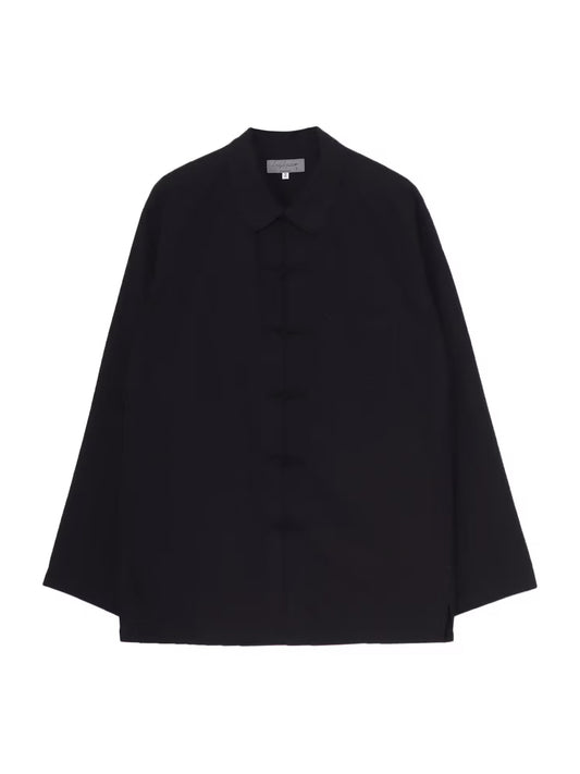 【Yohji Yamamoto POUR HOMME - ヨウジヤマモト プールオム】100/2 BROAD CHINA BUTTON BLOUSE（シャツ/ブラック)