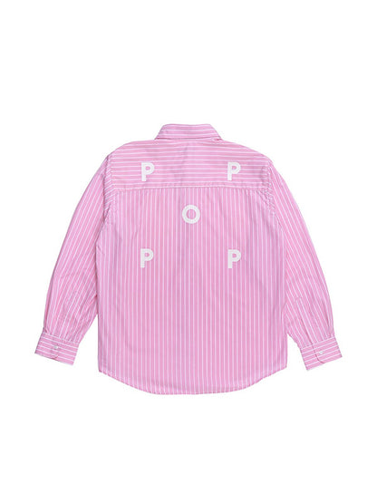 30%OFF【POP TRADING COMPANY - ポップ トレーディング カンパニー】LOGO STRIPED SHIRT(シャツ/ピンク)