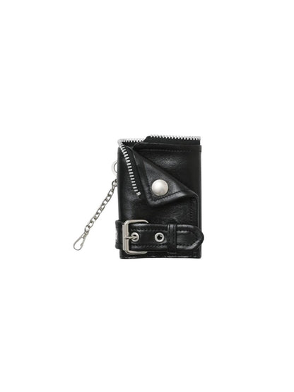 【beautiful people - ビューティフルピープル】riders petit wallet / BLACK（ウォレット/ブラック)
