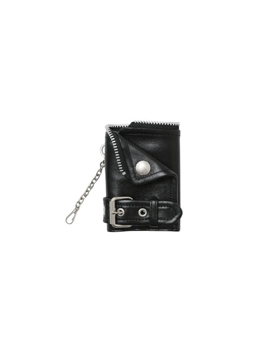 【beautiful people - ビューティフルピープル】riders petit wallet / BLACK（ウォレット/ブラック)