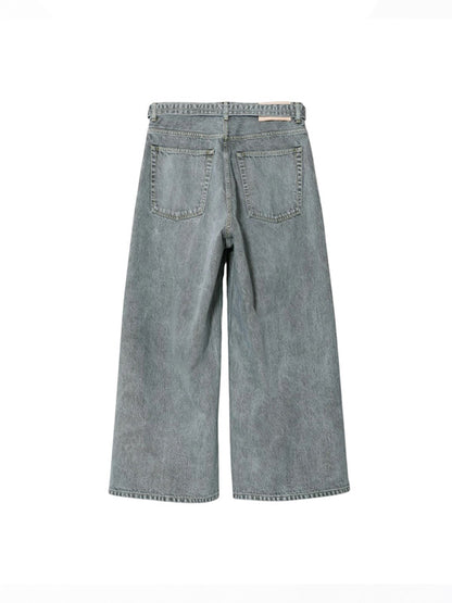 【beautiful people - ビューティフルピープル】selvedge denim o/d cropped wide pants / SAXE（デニムパンツ/サックス)