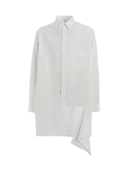 【Ground Y - グラウンドワイ】LIGHT COTTON TWILLL WASH ONC LEFT FRONT CUT-OUT SHIRT / WHITE(シャツ/ホワイト)