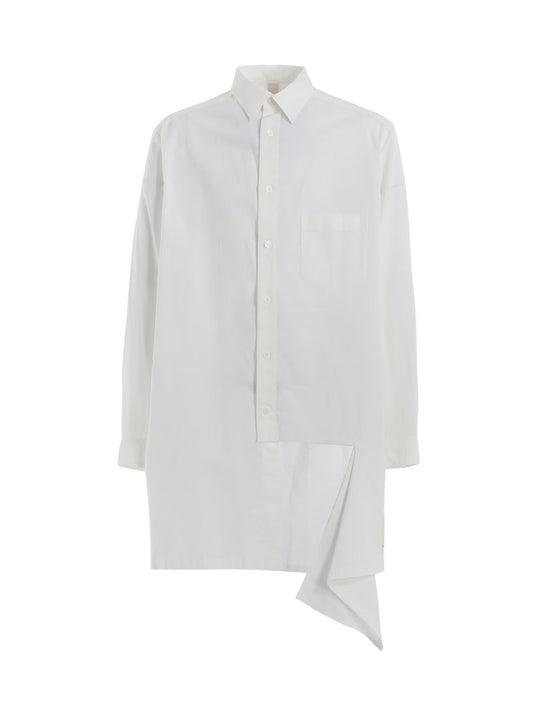 【Ground Y - グラウンドワイ】LIGHT COTTON TWILLL WASH ONC LEFT FRONT CUT-OUT SHIRT / WHITE(シャツ/ホワイト)