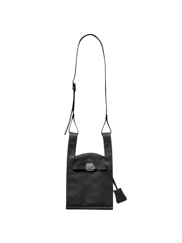 【beautiful people - ビューティフルピープル】market shoulder bag in shrink leather / BLACK（バッグ/ブラック)