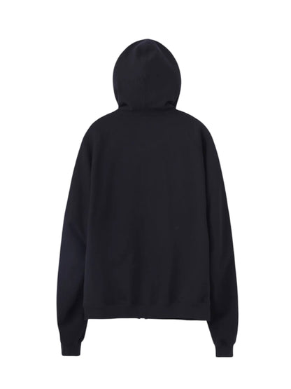 【JOHN LAWRENCE SULLIVAN - ジョンローレンスサリバン】SWEAT ZIPPED SLEEVE HOODIE（パーカー/ブラック)