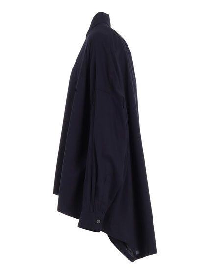 【Y's - ワイズ】Y's BORN PRODUT THIN COTTON TWILL DOUBLE FRONT OVERSIZED SHIRT / NAVY (シャツ/ネイビー)