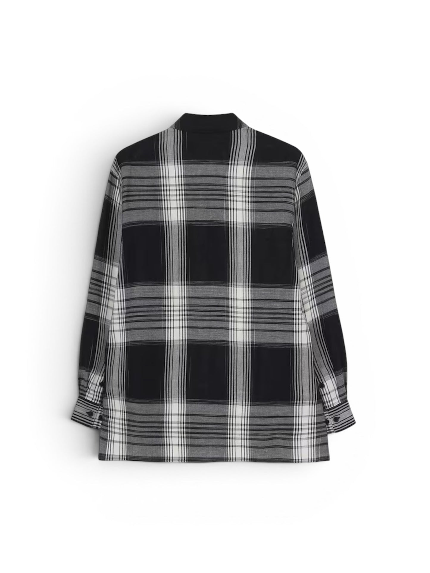 【Yohji Yamamoto POUR HOMME - ヨウジヤマモト プールオム】C/ HEMP PLAID BOTTUN DOWN BLOUSE（シャツ/ ブラック)