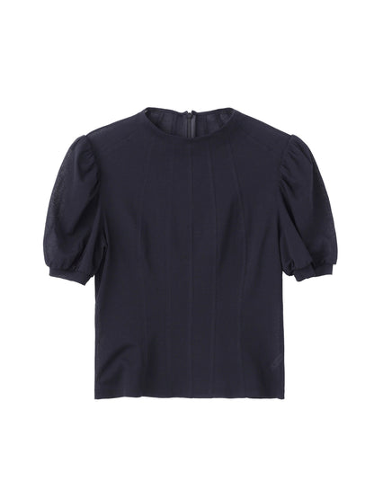 【JOHN LAWRENCE SULLIVAN - ジョンローレンスサリバン】COTTON JERSEY PUFF SLEEVE T-SHIRT (Tシャツ/ブラック）