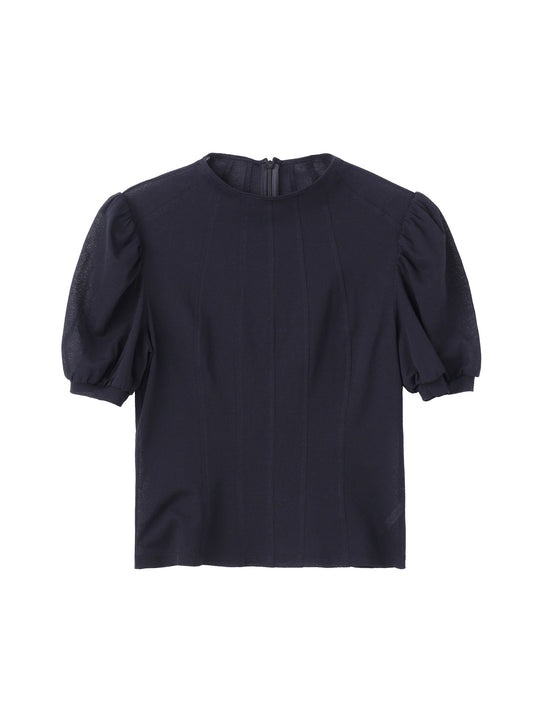 【JOHN LAWRENCE SULLIVAN - ジョンローレンスサリバン】COTTON JERSEY PUFF SLEEVE T-SHIRT (Tシャツ/ブラック）