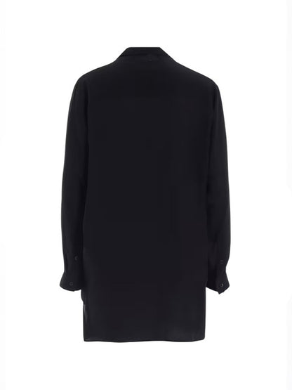 【Y's for men-ワイズフォーメン】CELLULOSE LAWN OPEN COLLAR LEFT POCKET BLOUSE(シャツ/ブラック)