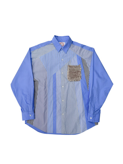 【Perfect ribs®×A LOVE MOVEMENT】Recycle Pocket Shirts / Striped patchwork(シャツ/ストライプ/パッチワーク)