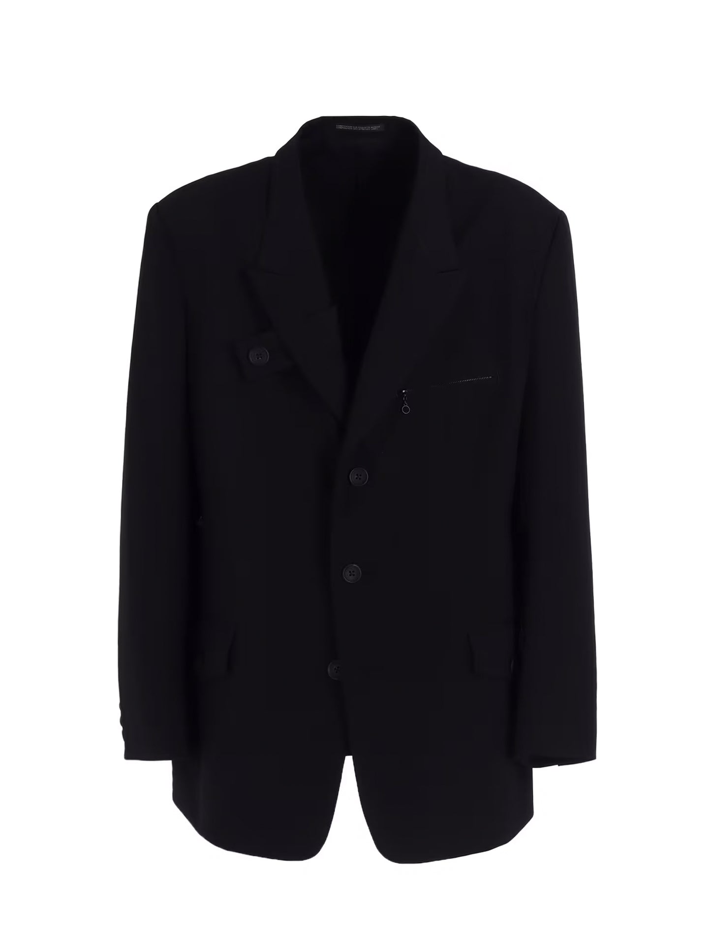 【Y's for men-ワイズフォーメン】WOOL GABARDINE JACKET WITH A RIGHT LAPEL TAB(ジャケット/ブラック)