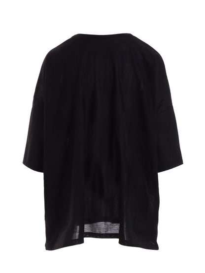 【Y's - ワイズ】BRUSH MARK LINKS ROUND NECK BIG T / BLACK (Tシャツ/ブラック)