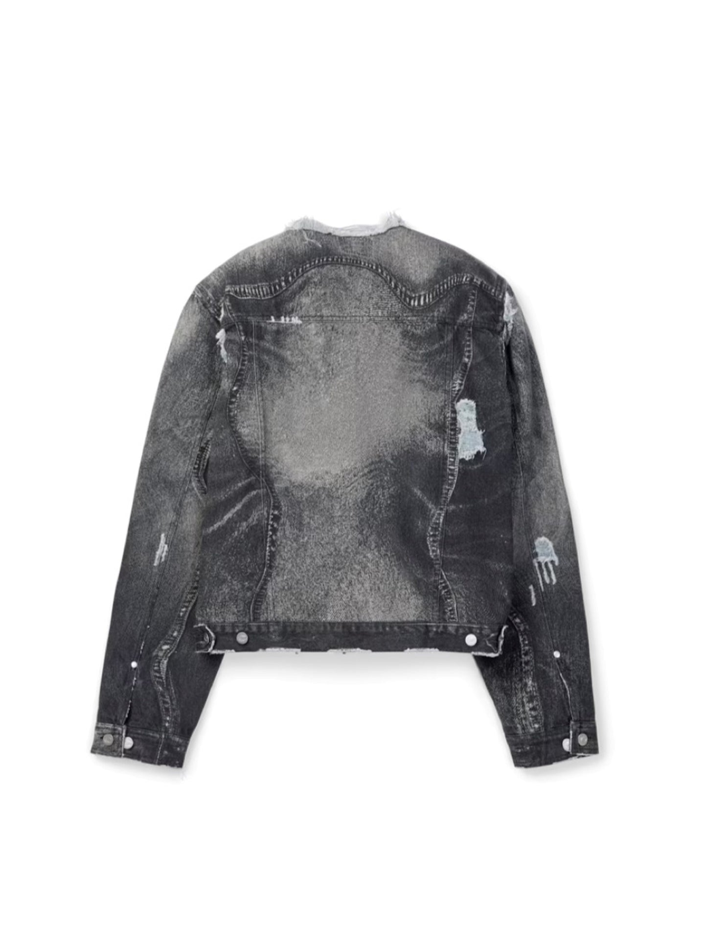 【CAMPER LAB  - カンペールラボ】 DISTORTED PRINT DISTRESSED DENIM JACKET / GRAY BLACK (デニムジャケット/グレーブラック）