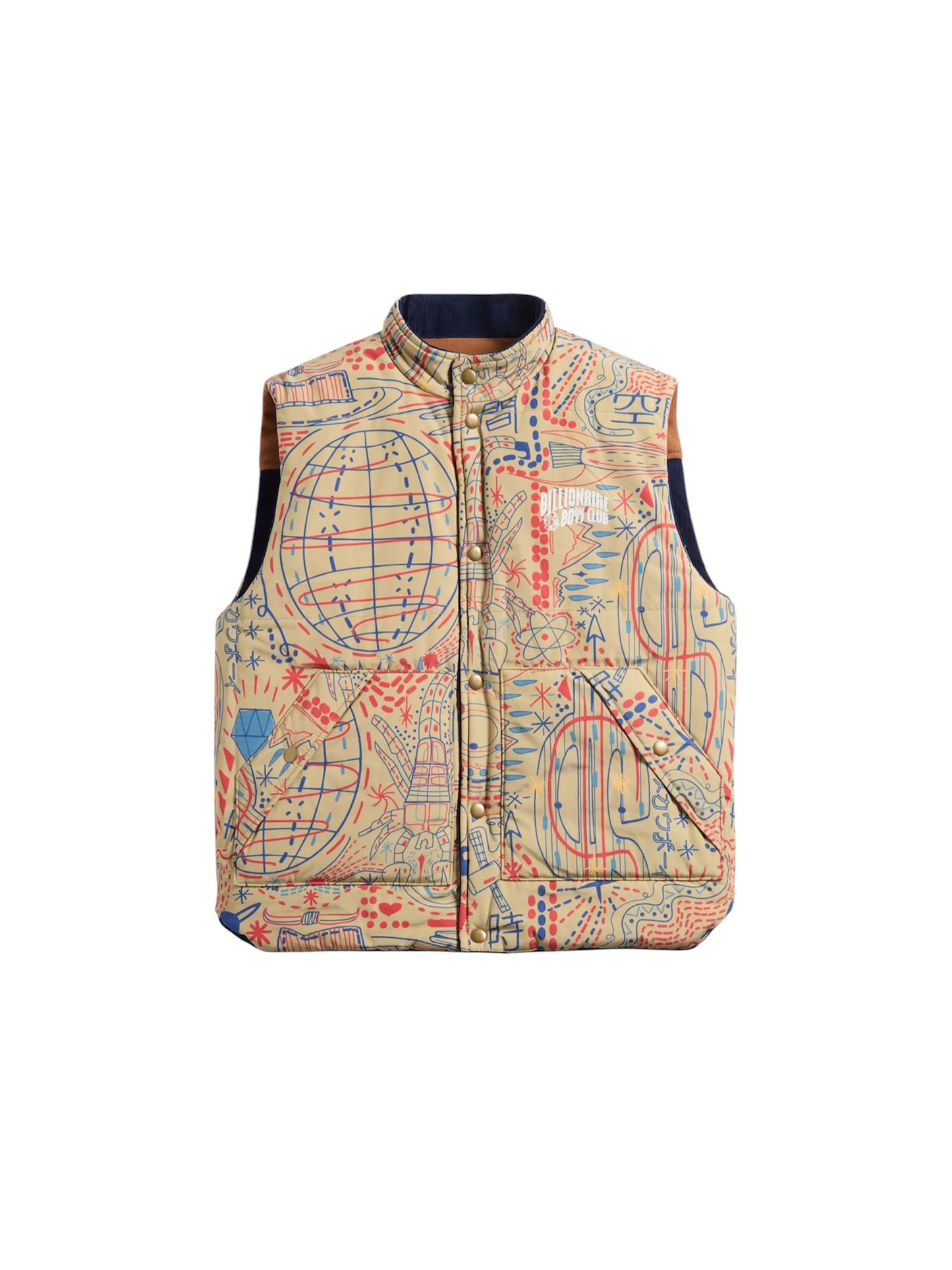 【Billionaire Boys Club-ビリオネアボーイズクラブ】 BB CANYON CORDUROY & NYLON REVERSIBLE VEST (ベスト /ブルー)