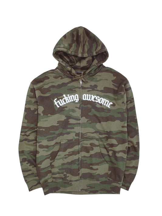 【Fucking Awesome- ファッキングオーサム】BLACKLETER LOGO ZIPPED HOODIE / CAMO（フーディー/カモフラージュ)