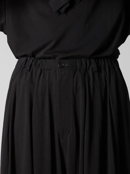 【Yohji Yamamoto POUR HOMME - ヨウジヤマモト プールオム】ALBINISTA CHIFFON TUCK PANTS（パンツ/ブラック)