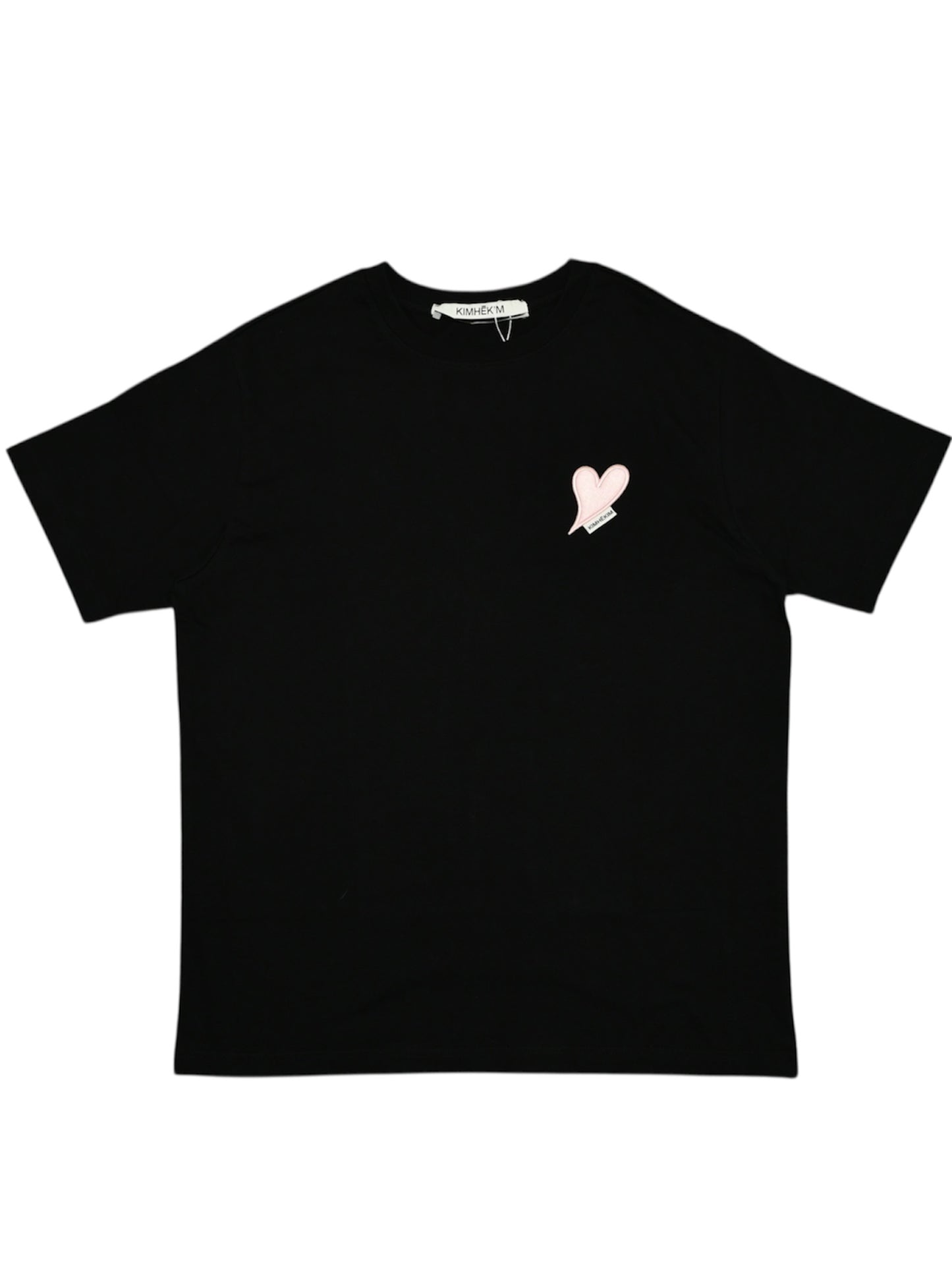 【KIMHEKIM - キムヘキム】 HEART PATCH T-SHIRT / BLACK/PINK(Tシャツ/ブラック/ピンク)