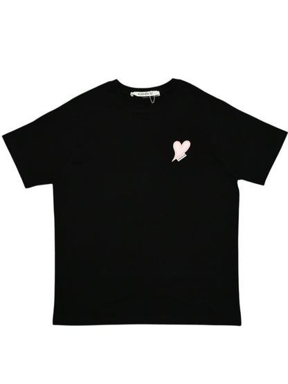 【KIMHEKIM - キムヘキム】 HEART PATCH T-SHIRT / BLACK/PINK(Tシャツ/ブラック/ピンク)