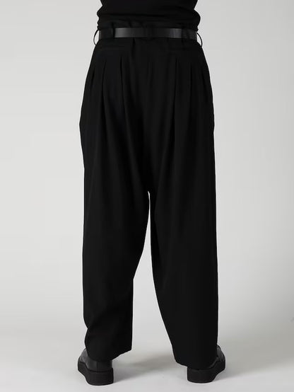 【Yohji Yamamoto POUR HOMME - ヨウジヤマモト プールオム】WOOL GABARDINE 12TUCKS PANTS(パンツ/ブラック)