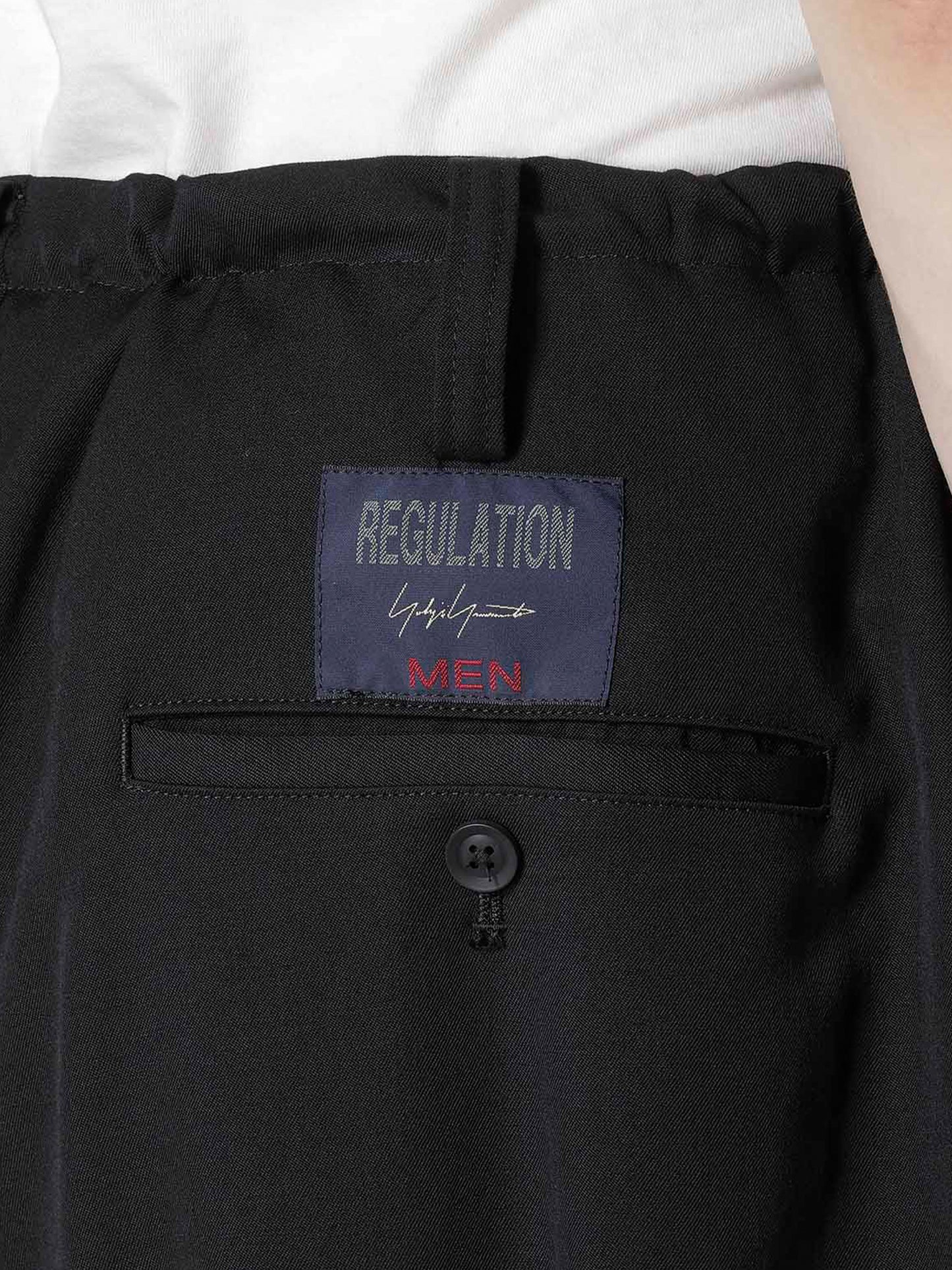 【Yohji Yamamoto POUR HOMME - ヨウジヤマモト プールオム】REGULATION GABARDINE STANDARD STRING PANTS（パンツ/ ブラック)