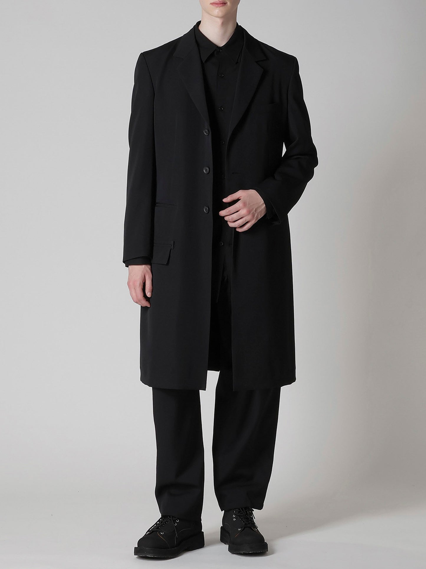 【Yohji Yamamoto POUR HOMME - ヨウジヤマモト プールオム】REGULATION GABARDINE STANDARD STRING PANTS（パンツ/ ブラック)