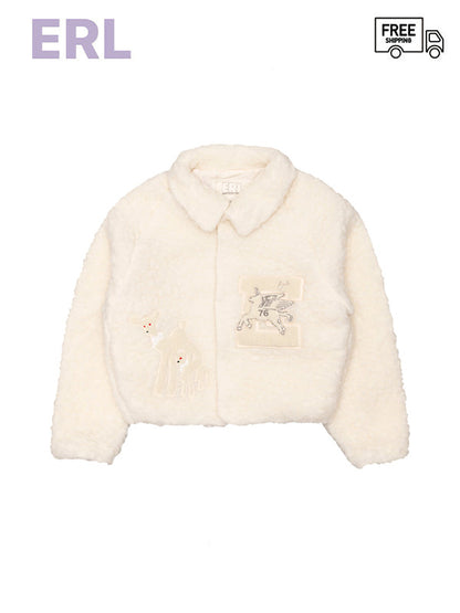 【ERL - イーアールエル】UNISEX FLEECED WOOL BOMBER JACKET WOVEN(ジャケット/オートミール)