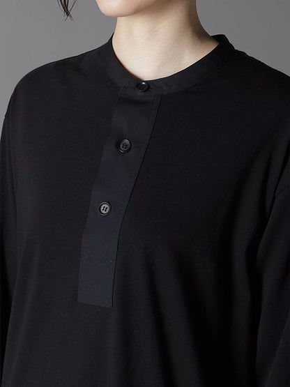 【Ground Y - グラウンドワイ】ULTIMA JERSEY HENRY NECK LONG SLEEVE T-SHIRT / BLACK(Tシャツ/ブラック)