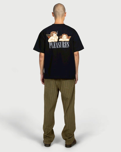 【PLEASURES - プレジャーズ】DYNAMIC SHORT SLEEVE CREWNECK / BLACK (Tシャツ/ブラック)