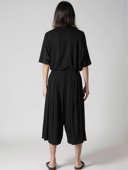 【Yohji Yamamoto POUR HOMME - ヨウジヤマモト プールオム】ALBINISTA CHIFFON TUCK PANTS（パンツ/ブラック)