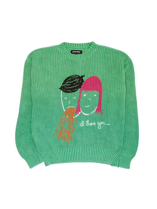 【Fucking Awesome- ファッキングオーサム】I LOVE YOU OVERDYED SWEATER / GREEN（セーター/グリーン)