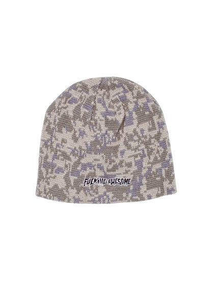 【Fucking Awesome- ファッキングオーサム】EMBROIDERED STAMP LOGO SKULLY BEANIE/KHAKI/CAMO（ビーニー/カーキカモフラージュ）