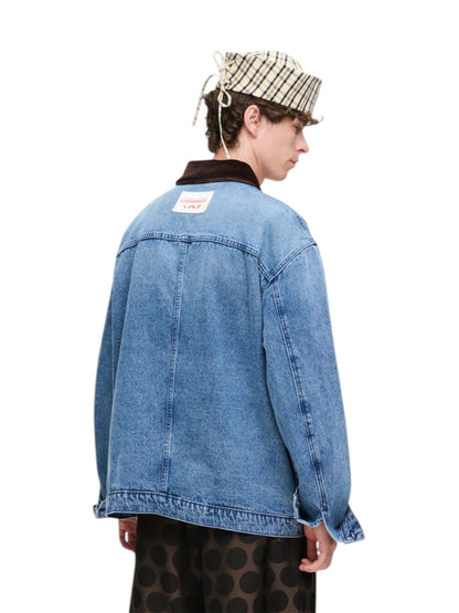 【Charles Jeffrey Loverboy - チャールズ ジェフリー ラバーボーイ】 Denim Jacket With Corduroy Collar / BLUE (ジャケット/ブルー)