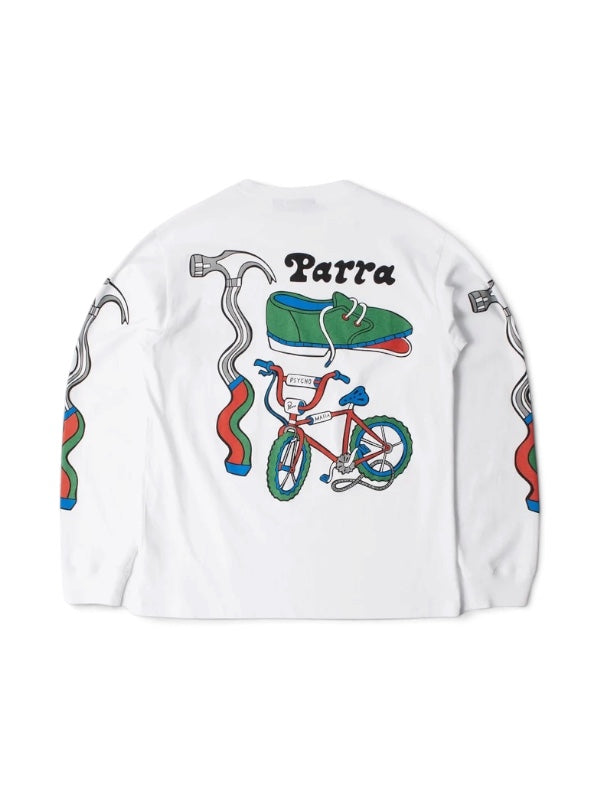 【by Parra - バイパラ】BIKE HAMMER LONG SLEEVE / WHITE (Tシャツ/ホワイト)