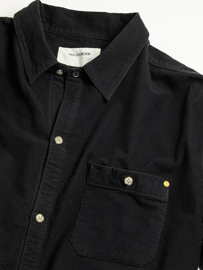 【ANACHRONORM - アナクロノーム】AN380 COTTON SUEDE WIDE SHIRTS BLACK / BLACK (シャツ/ブラック)