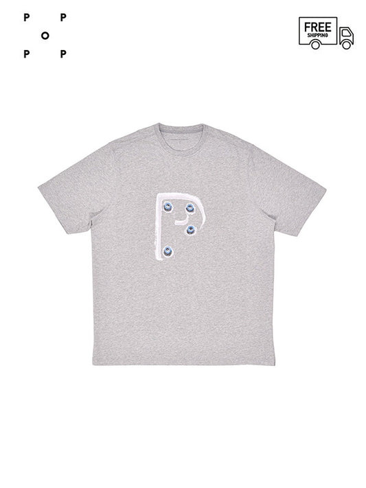 【POP TRADING COMPANY - ポップ トレーディング カンパニー】Mees letters logo t-shirt(Tシャツ/グレー)