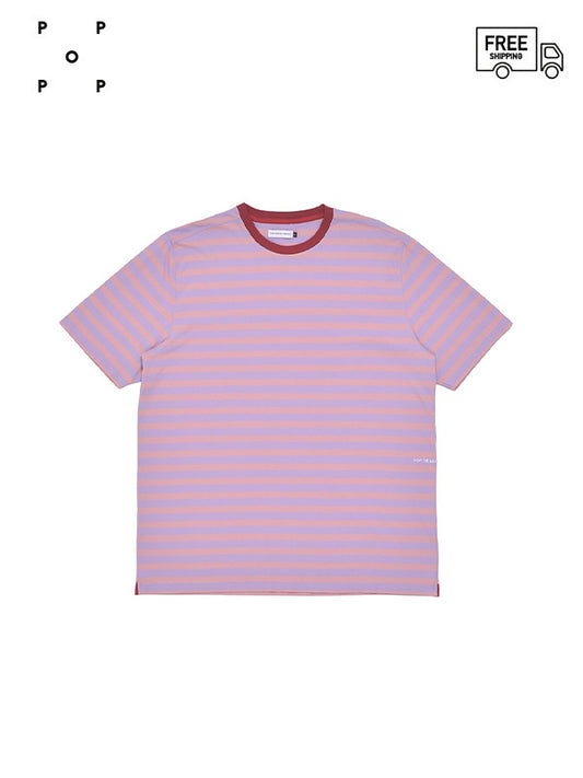 【POP TRADING COMPANY - ポップ トレーディング カンパニー】STRIPED LOGO T-SHIRT(Tシャツ/ピンク)