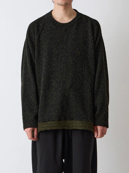 【White Mountaineering - ホワイトマウンテニアリング】MELANGE WIDE RAGLAN PULLOVER / BLACK (ニット/ブラック)