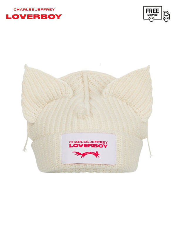 【Charles Jeffrey Loverboy - チャールズ ジェフリー ラバーボーイ】Chunky ears beanie / ecru (帽子/エクル)