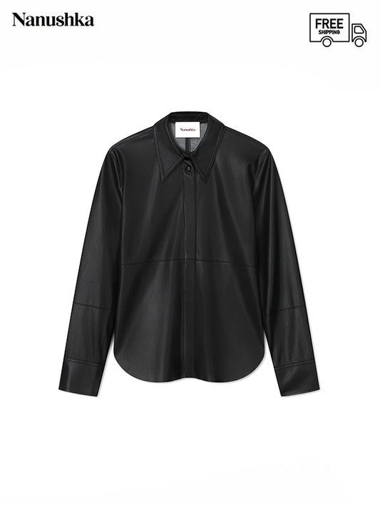 50%OFF【NANUSHKA - ナヌーシュカ】"NAUM" OKOBOR™ alt-leather shirt"NAUM" OKOBOR™ alt-leather shirt（シャツ/ブラック）