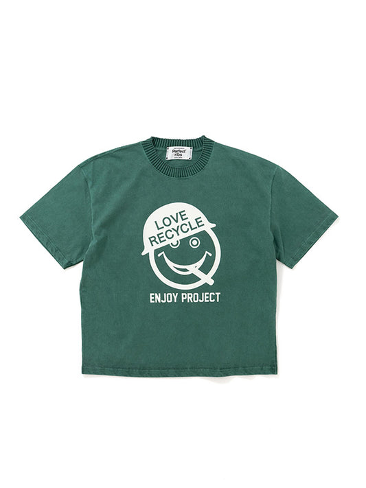 【Perfect ribs®×ALM】LOVE RECYCLE Short Sleeve T Shirts / Fade Green(Tシャツ/フェードグリーン)