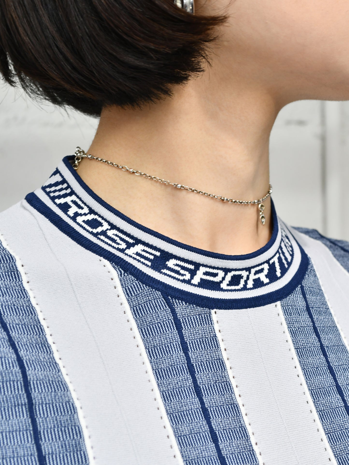【Martine Rose  - マーティンローズ】LOGO TIGHT T-SHIRT / GREY BLUE  (Tシャツ/グレーブルー)