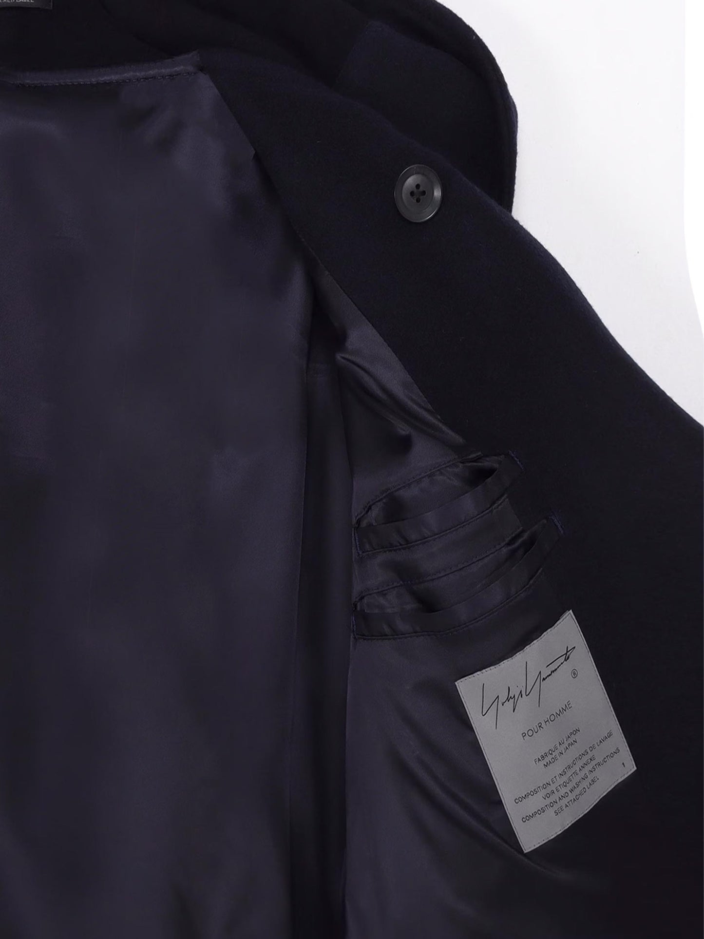 【Yohji Yamamoto POUR HOMME - ヨウジヤマモト プールオム】AIRY MOSSER HOODED COAT（コート/ネイビー)