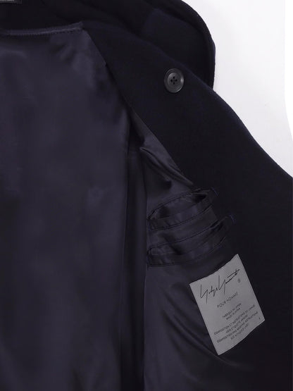 【Yohji Yamamoto POUR HOMME - ヨウジヤマモト プールオム】AIRY MOSSER HOODED COAT（コート/ネイビー)