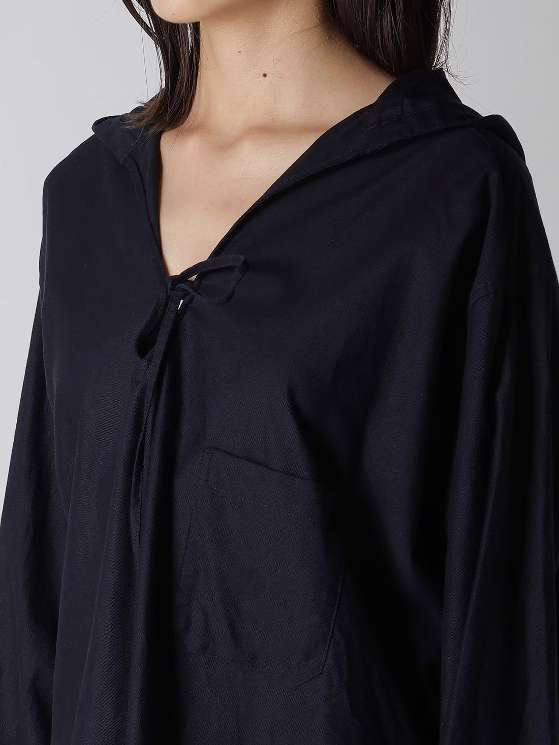 【Y's - ワイズ】Y's BORN PRODUCT THIN COTTON TWILL HOODIE PULL OVER / NAVY (パーカー/ネイビー)