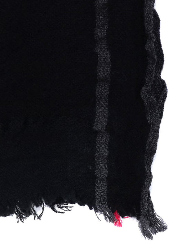 【Y's - ワイズ】W PLAID FRILL SCARF / BLACK (スカーフ/ブラック)
