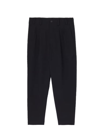 【Yohji Yamamoto POUR HOMME - ヨウジヤマモト プールオム】WOOL GABARDINE 2TUCKS PANTS（パンツ/ブラック)